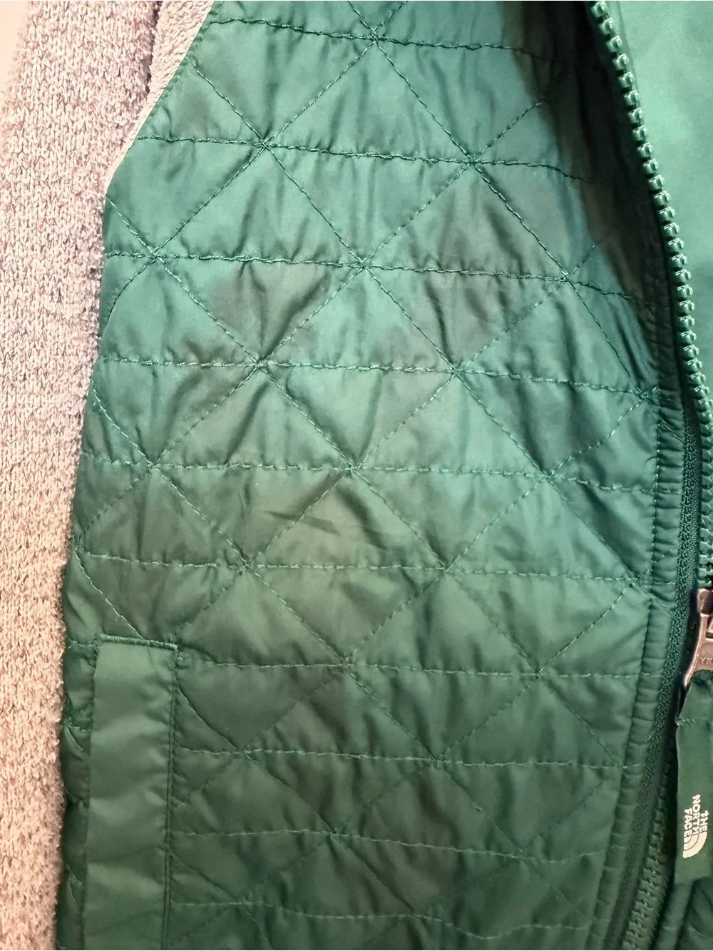 The North Face - Green Body with Heather Gray Sleeves Hooded